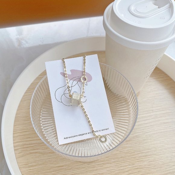 NEW 14K Gold Plated Diamond Circle Drop Necklace - Picture 8 of 11